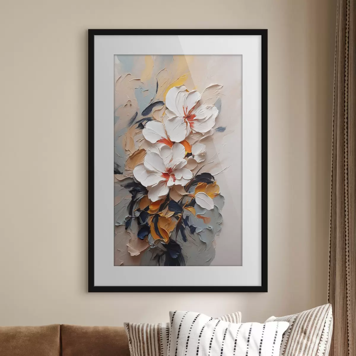 Poster Bellissimi fiori in un'opera d'arte strutturata f37330