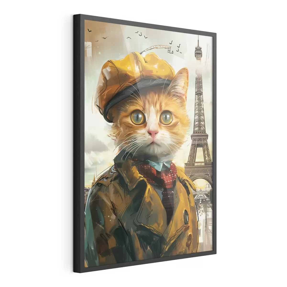 Poster Un felino alla moda in abito parigino f37456