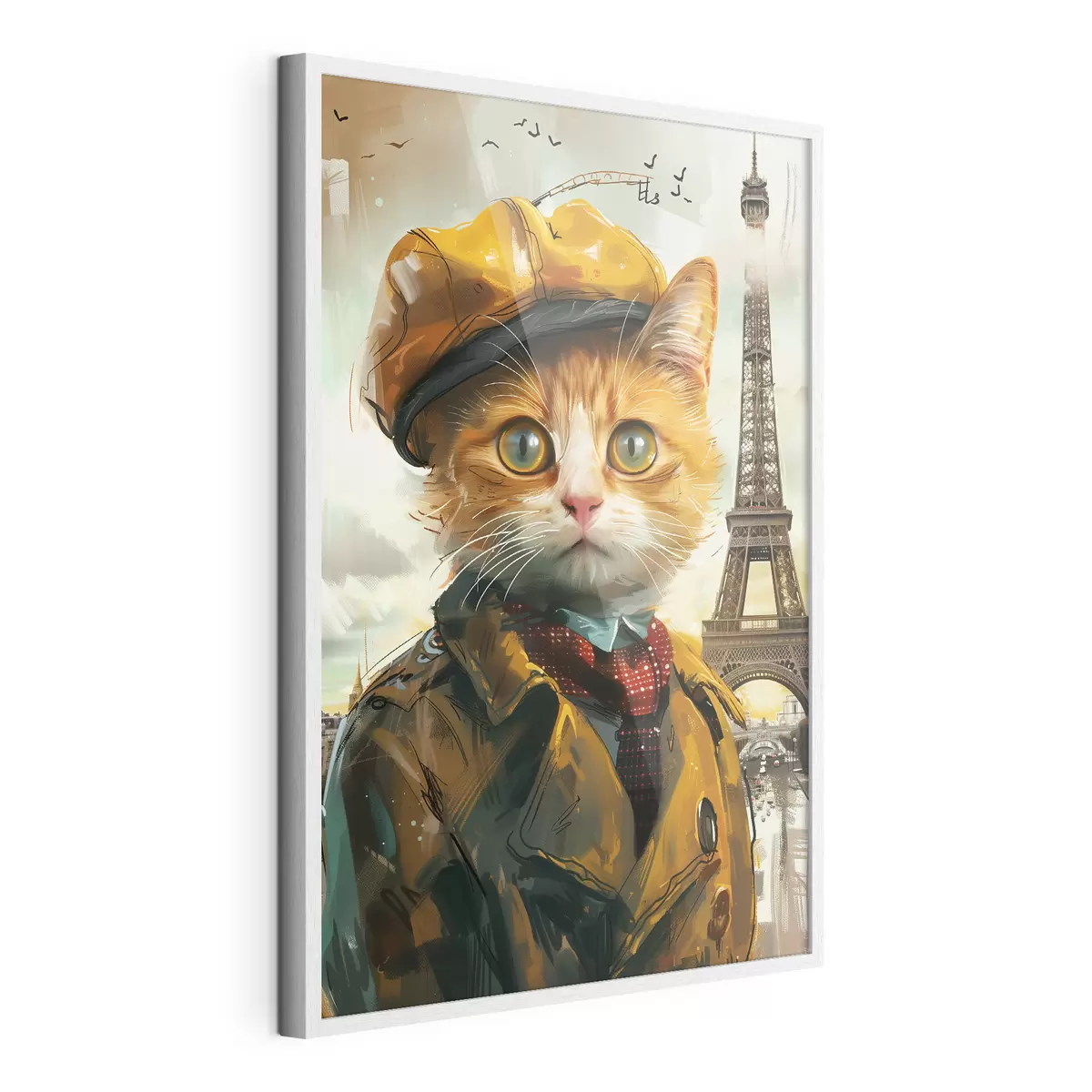 Poster Un felino alla moda in abito parigino f37456