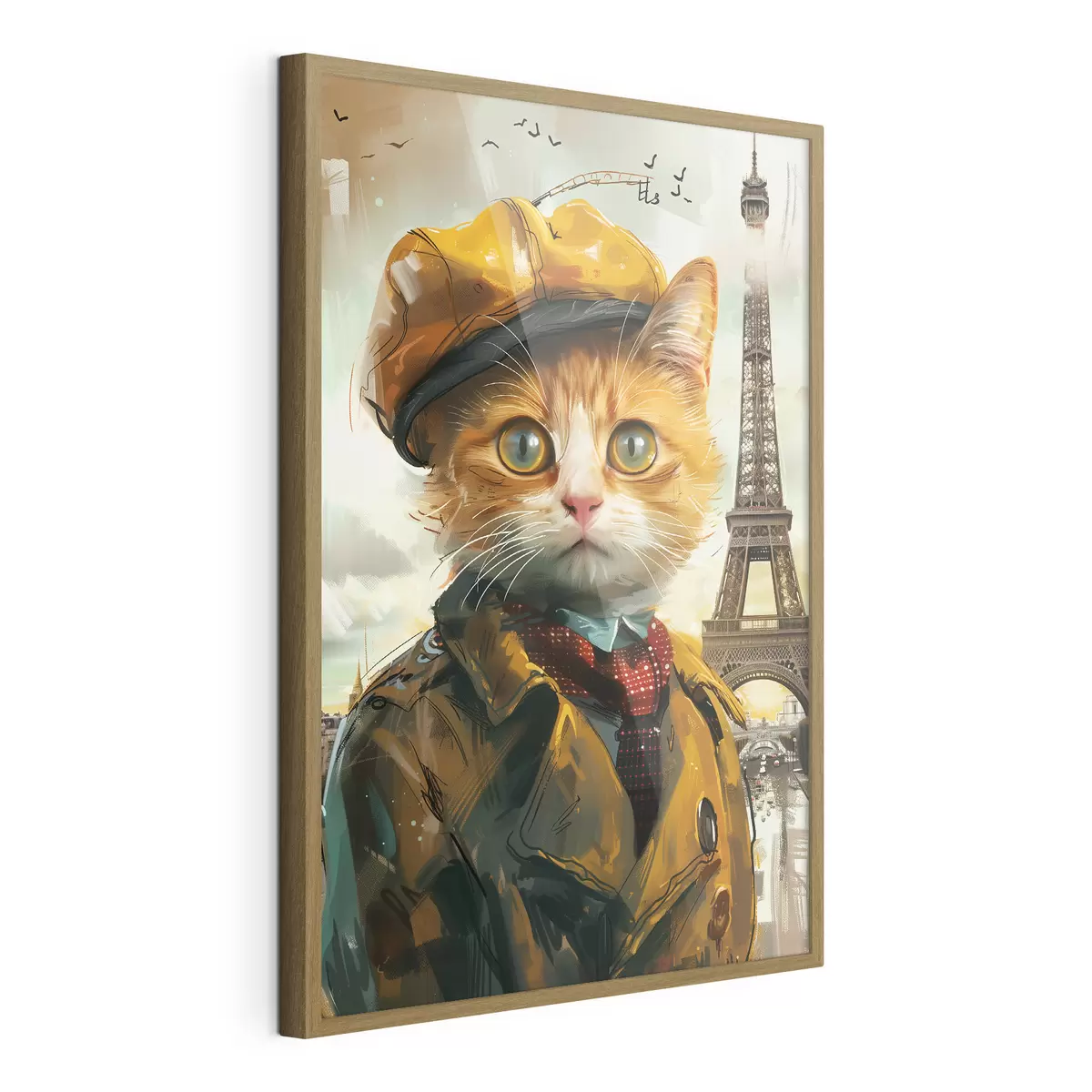 Poster Un felino alla moda in abito parigino f37456