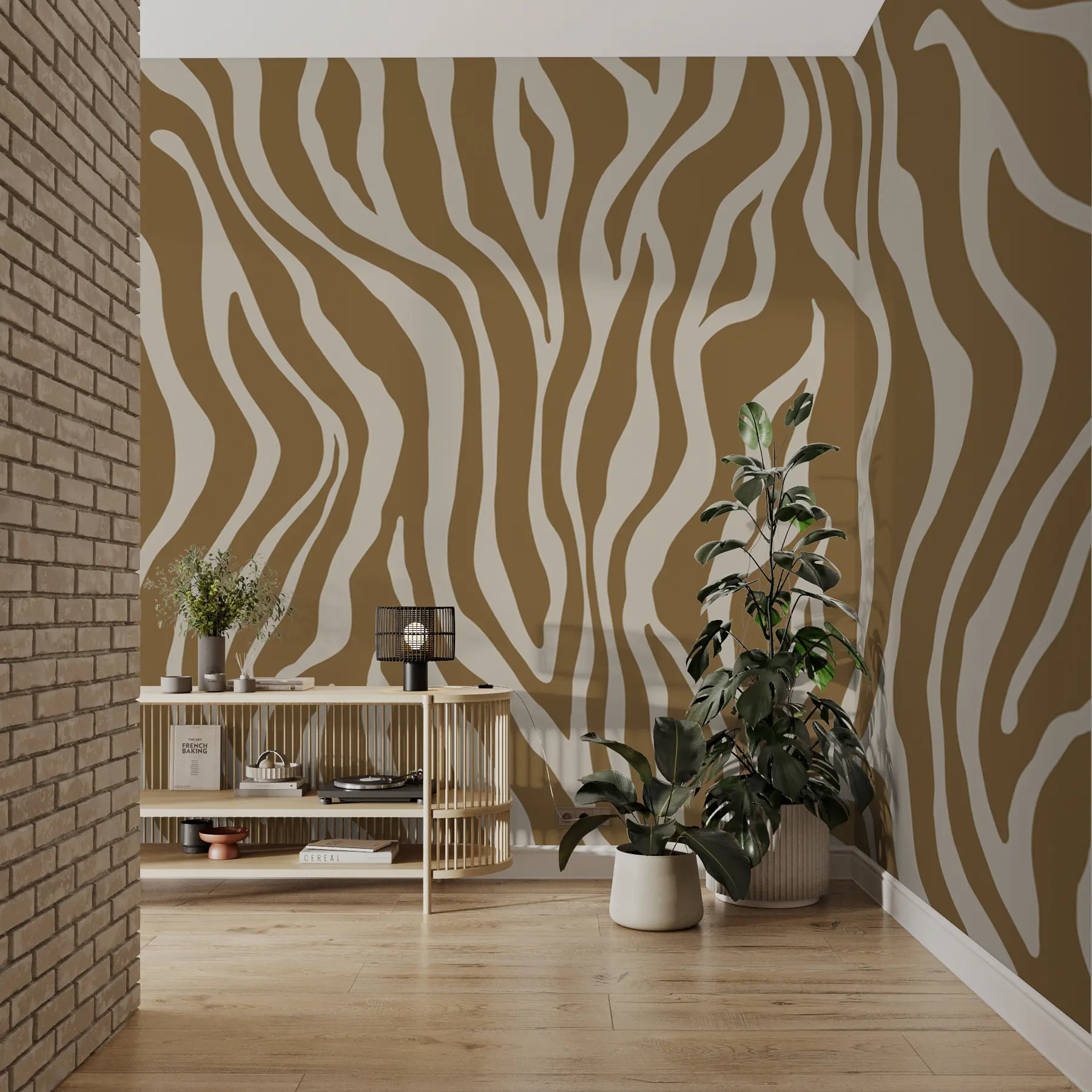 carta da parati Stampa vettoriale di pelle di zebra nei colori marrone e bianco nr. u99173