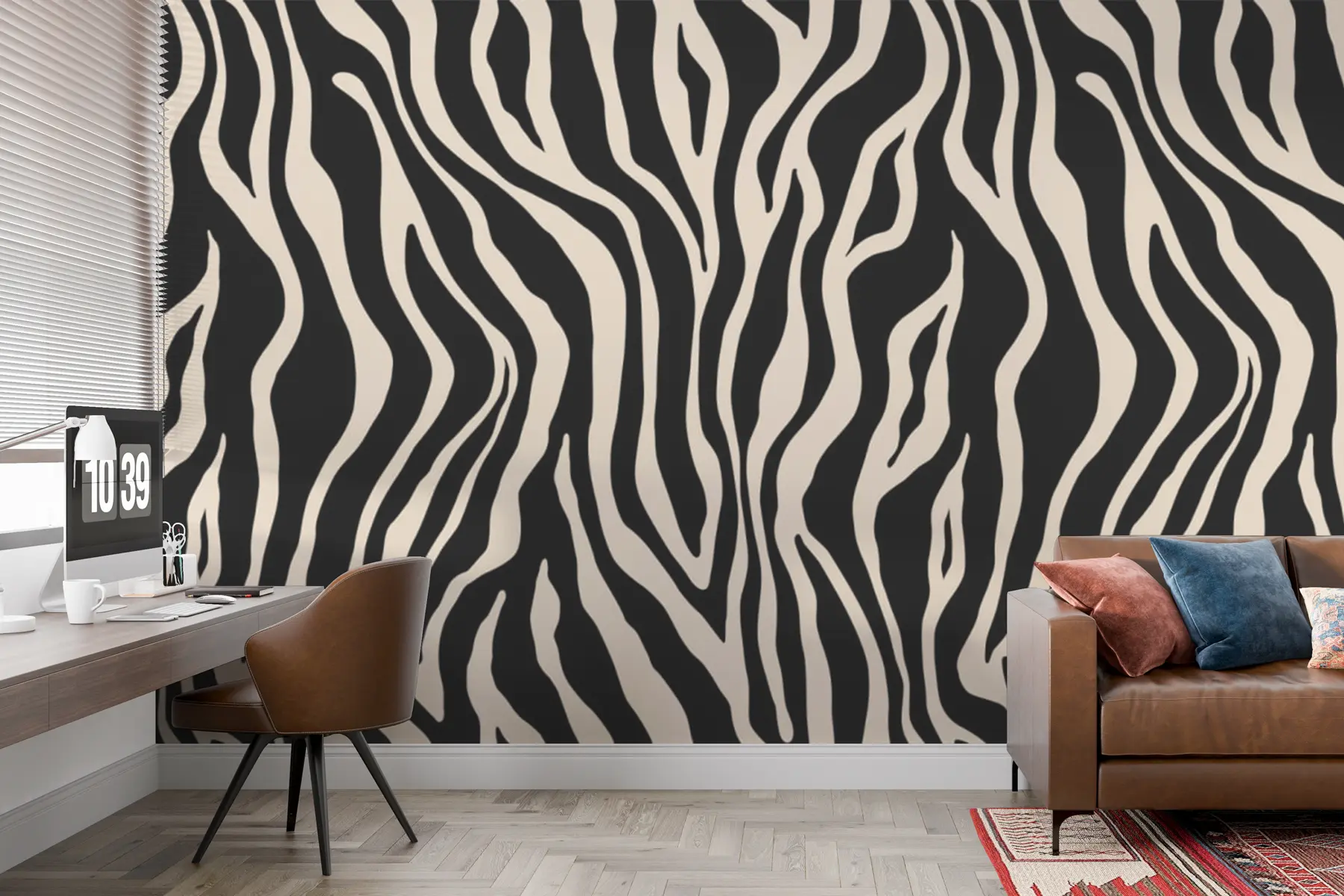 carta da parati Stampa vettoriale di pelle di zebra nei colori bianco e nero nr. u99173v3