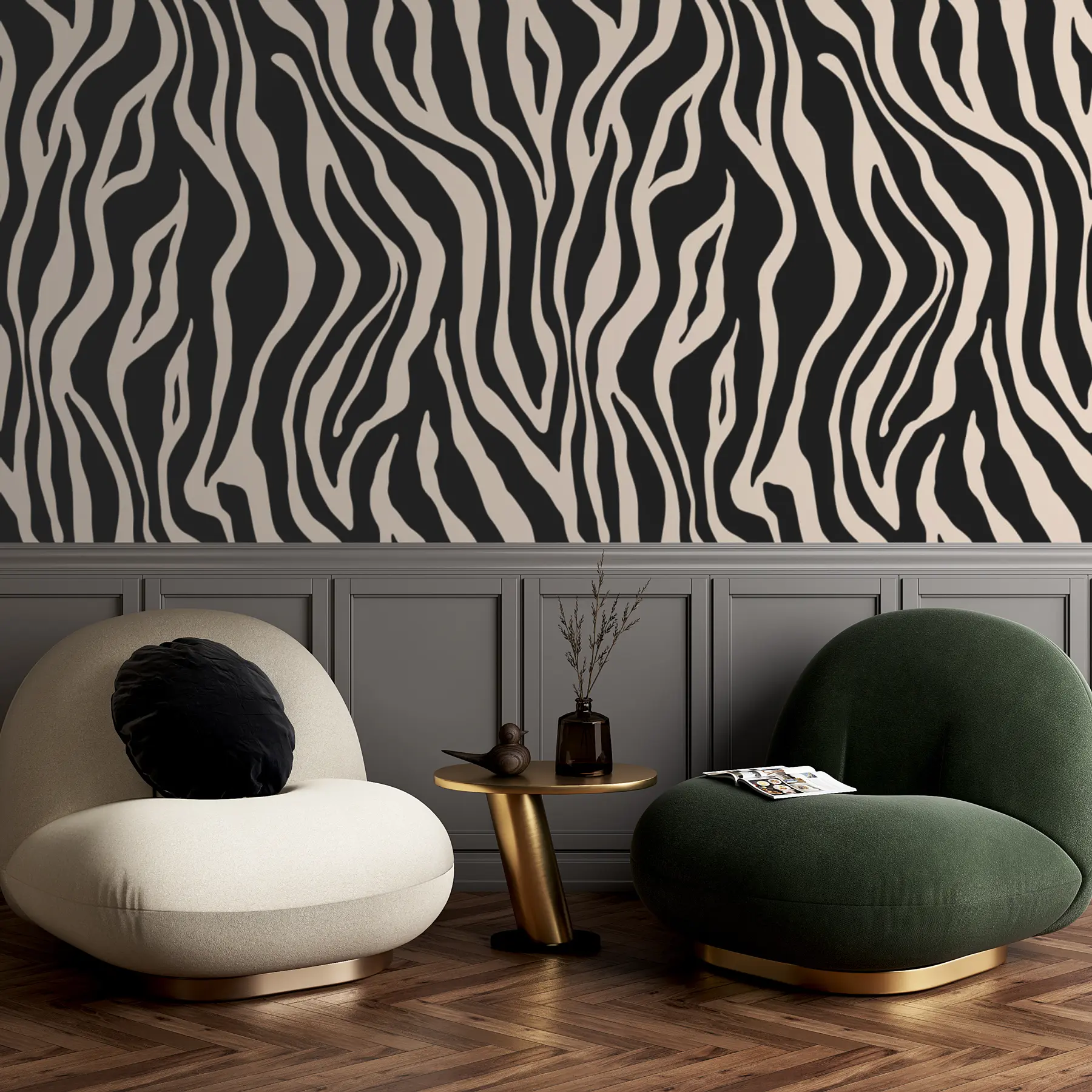 carta da parati Stampa vettoriale di pelle di zebra nei colori bianco e nero nr. u99173v3