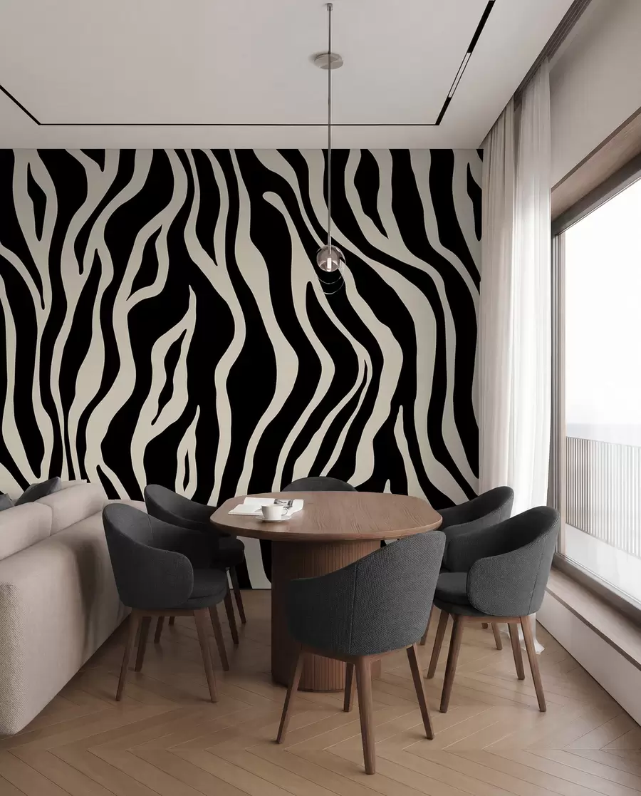 carta da parati Stampa vettoriale di pelle di zebra nei colori bianco e nero nr. u99173v3