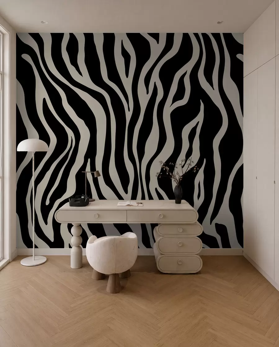 carta da parati Stampa vettoriale di pelle di zebra nei colori bianco e nero nr. u99173v3